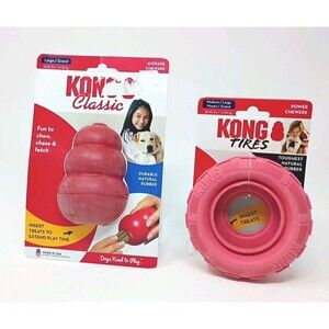 Kong Dog Toys Lot of 2 Large Kong Classic & Med-Lrg Kong Tire New